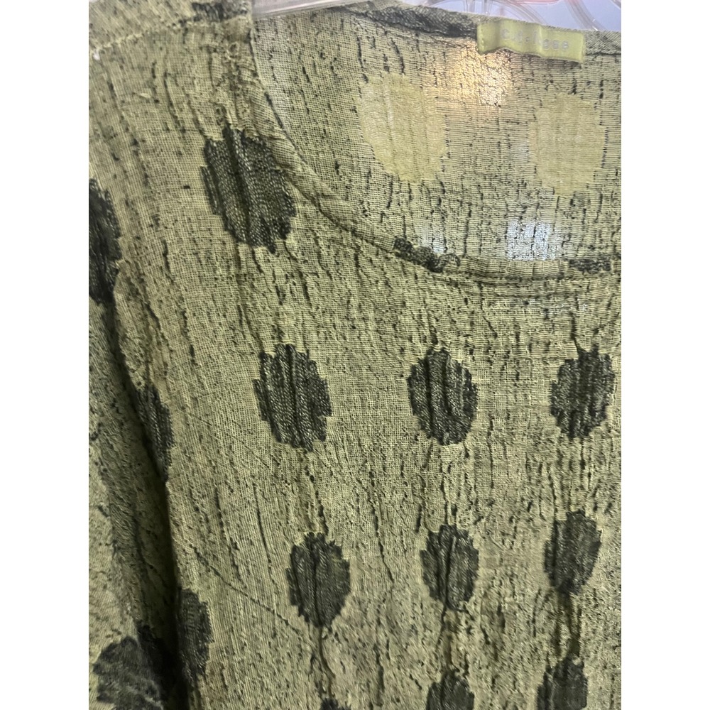 Cut Loose Linen Blend Polka Dot Tunic Top Green Lagenlook OS Hippie. X - Picture 5 of 7